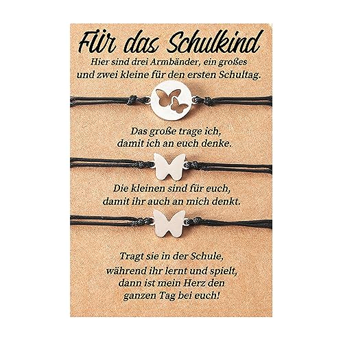 lorajewel Mutter Tochter Armband Set Schulkind Armband Mädchen Geschenke für Tochter Sohn Kinder Mama Mädchen (Schmetterling*3) von lorajewel