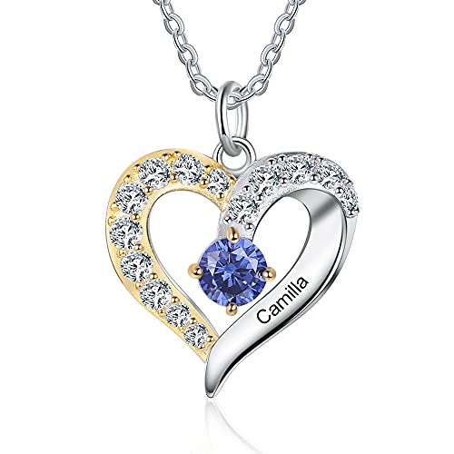 lorajewel Namenskette Gold Kette mit 2-5 Namen Silber 925 Personalisierte Geburtsstein Kette Halskette für Mütter Damen Kinder Oma Familienkette Muttertag Weihnachten Valentinstag von lorajewel