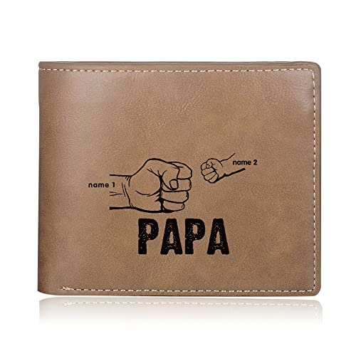 lorajewel Papa Geldbörsen Herren Personalisierte Brieftasche mit Namen Mode Leder Geldbörsen für Ehemann Sohn Opa Geschenk für besten Freund (D) von lorajewel