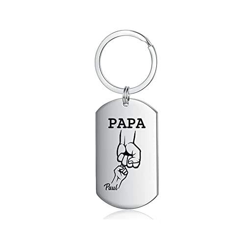 lorajewel Vatertagsgeschenk Schlüsselanhänger Personalisiert Schlüsselanhänger mit Foto Namen Edelstahl Geschenke für Papa Männer (PAPA-1 name) von lorajewel