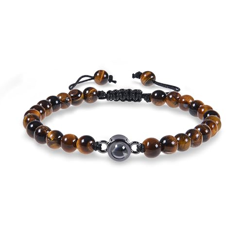 lorajewel Armband mit Bild Im Stein Personalisiertes Projektion Armband mit Foto für Herren Damen Pärchen Schmuck Geschenke für Weihnachtstag Valentinstag Geburtstag (# 6) von lorajewel