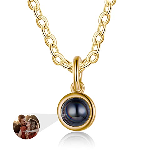 lorajewel Personalisiert Foto Projektion Halskette für Damen Kette mit Bild Anhänger Silber Vergoldet Kette Erinnerungs Schmuck Geschenk für Mutter Kind Kette Mutter und Tochter Gold… von lorajewel