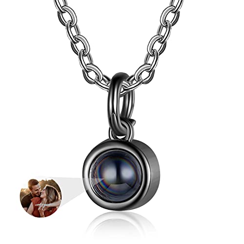 lorajewel Personalisiert Foto Projektion Halskette für Damen Kette mit Bild Anhänger Silber Vergoldet Kette Erinnerungs Schmuck Geschenk für Mutter Kind Kette Mutter und Tochter Schwarz… von lorajewel