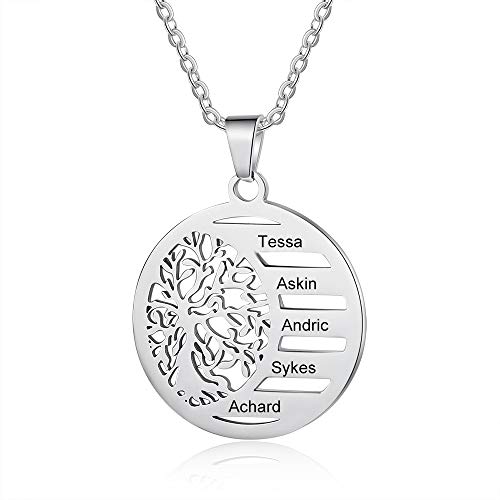 lorajewel Kette mit Name Personalisierte Kette für Damen Baum des Lebens Kette Mutter und Tochter Kette Familie Kette Schmuck für Muttertag Geburtstag von lorajewel