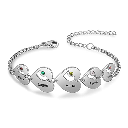 lorajewel Armband Damen Personalisierte Armbänder mit Gravur 1-6 Herz Name Geburtsstein Armband Muttertagsgeschenk Geburtstag Geschenke für Mama Tochter lorajewel Armband Damen Personalisierte Armbänder mit Gravur 1-6 Herz Name Geburtsstein Armband Muttertagsgeschenk Geburtstag Geschenke für Mama Tochter von lorajewel