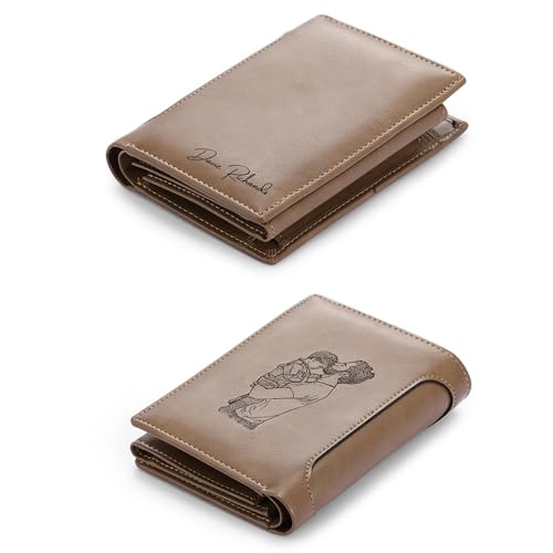 lorajewel Herren Geldbörsen mit Foto Namen Portemonnaie Herren Personalisiert Geschenke Mann Papa Ehemann Sohn Geschenke für Weihnachten Valentinstag (B) von lorajewel