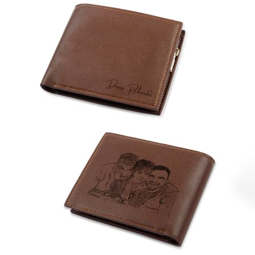 lorajewel Herren Geldbörsen mit Foto Namen Portemonnaie Herren Personalisiert Geschenke Mann Papa Ehemann Sohn Geschenke für Weihnachten Valentinstag (D) von lorajewel