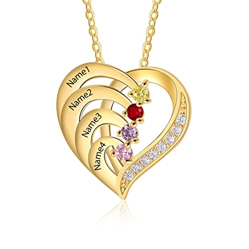 lorajewel Halskette Personalisiert Anhänger Herz mit 2 3 4 Namen Damen Silber 925 Roségold Gold Halskette mit Gravur Schmuck Geschenk für Weihnachtstag Muttertag Geburtstag von lorajewel