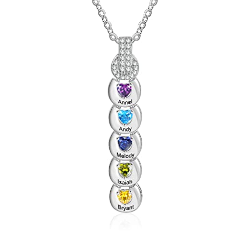 lorajewel Personalisierte Kette für Damen Kette mit 2-5 Namen Anhänger Silber Kette Geburtstagsgeschenk für Oma und Mama Muttertag Halskette Weihnachten Valentinstag Schmuck von lorajewel