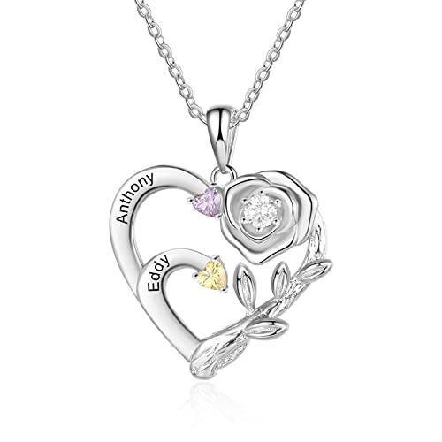 lorajewel Personalisierte Kette mit Namen Herz Anhänger Silber Damen Halskette Geschenk für Geburtstag Muttertag Mutter Tochter Namenskette von lorajewel