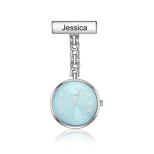lorajewel Personalisierte Krankenschwester Uhren mit Namen Taschenuhren für Damen Mit Clip Geschenk zum Tag der Krankenschwestern Armbanduhr (C) von lorajewel