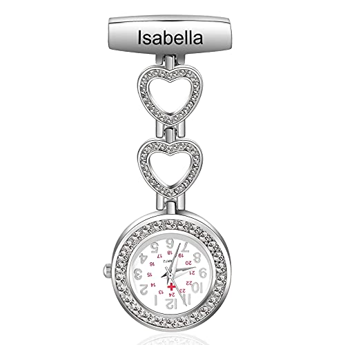 lorajewel Personalisierte Krankenschwester Uhren mit Namen Taschenuhren für Damen Mit Clip Geschenk zum Tag der Krankenschwestern Armbanduhr (F) von lorajewel