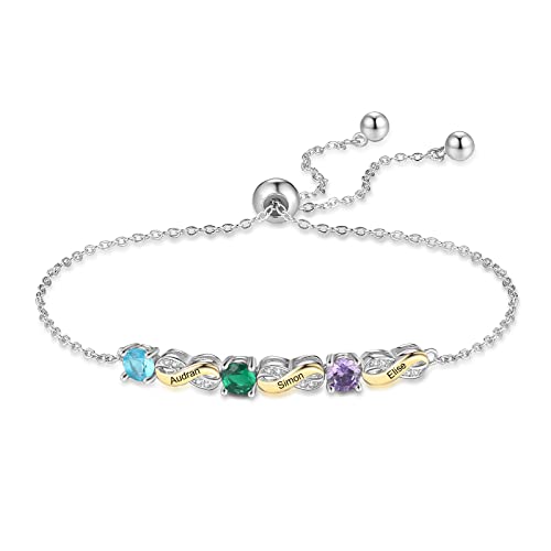 lorajewel Personalisierte armband damen Silber Namensarmband mit Geschenkbox und Karte schmuck damen Unendlichkeitsarmband Mutter Tante Oma Tochter Ehefrau Geschenk (A-3 name) von lorajewel