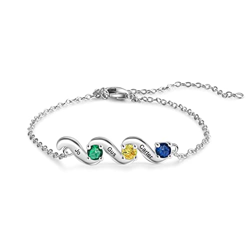 lorajewel Personalisierte armband damen Silber Namensarmband mit Geschenkbox und Karte schmuck damen Unendlichkeitsarmband Mutter Tante Oma Tochter Ehefrau Geschenk (C-3 name) von lorajewel