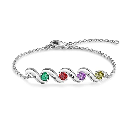 lorajewel Personalisierte armband damen Silber Namensarmband mit Geschenkbox und Karte schmuck damen Unendlichkeitsarmband Mutter Tante Oma Tochter Ehefrau Geschenk (C-4 name) von lorajewel