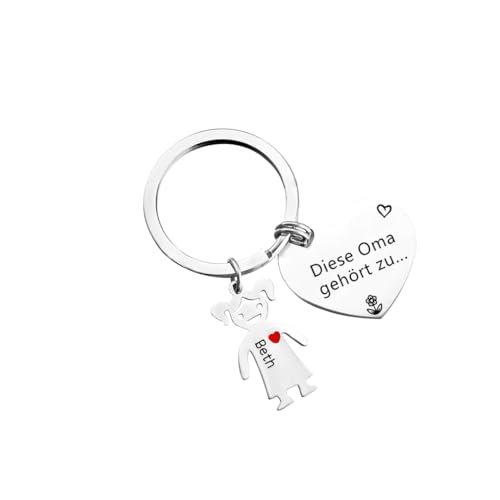 lorajewel Personalisierter Oma Schlüsselanhänger mit 1-5 Kinder Gravur Name Schlüsselanhänger Geschenk für Oma Muttertag Weihnachten (1 name) von lorajewel