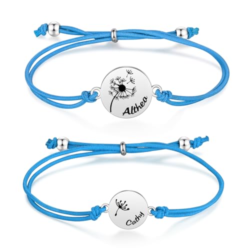 lorajewel Personalisiertes Armband mit Namen Armband für Mutter und Tochter Sohn Geschenk für Kinder zur Einschulung Geschenk für Mädchen Mama Muttertag Geburtstag (Blau) von lorajewel
