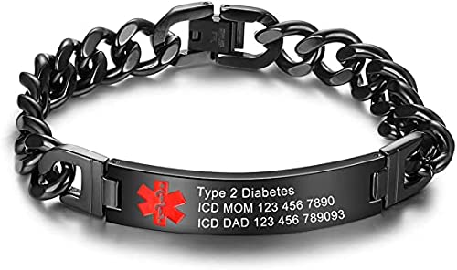 lorajewel Personalisierte Medizinische Alert ID Armbänder Edelstahl Silikon Notfallarmband Verstellbar Emergency SOS Armband für Herren Damen, Free Gravur (Stil Nr. 4) von lorajewel