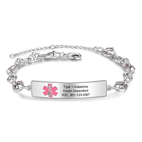 lorajewel Personalisiertes medizinisches Alarm Armband Benutzerdefinierter Text Männer und Frauen Armband Notfall-SOS-Armband Kind Vatertag Muttertagsgeschenk von lorajewel