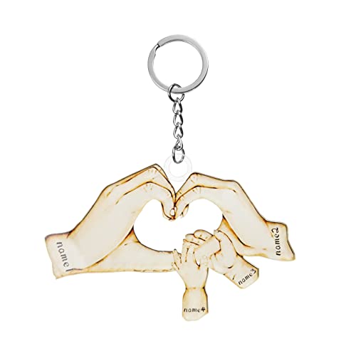 lorajewel Schlüsselanhänger für Mama und Papa Personalisierter Schlüsselanhänger mit Namen Schlüsselanhänger aus Acryl Schlüsselanhänger mit Familienhand Vatertag Geburtstagsgeschenk von lorajewel