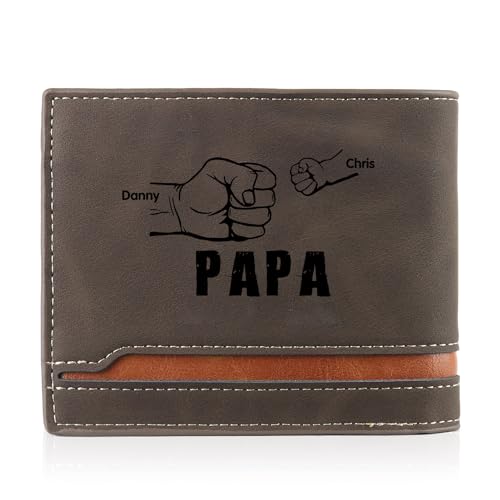 lorajewel Vatertagsgeschenk für Papa Geldbörse Herren Personalisiertes Leder Geldbörsen mit Name Foto Brieftasche Portmonee Geschenk für Männer von lorajewel