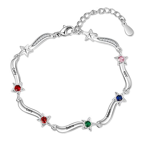 lorajewel rmband mit Gravur Damen Personalisiertes Mutter Tochter Armband Stern Schmuck Damen Armband Geschenk für Weihnachten Muttertag Geburtstag (5 Name) von lorajewel