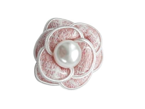 Brosche Anstecknadel Haarklammer Blume Stoff Perle Kamelie Camelie Weiß - Rosa von lordies