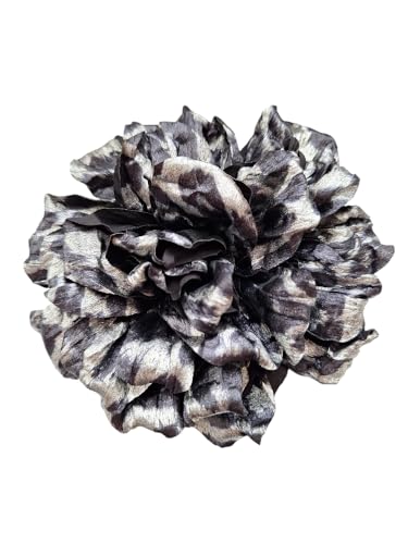 Brosche Anstecknadel Klammer Blume, Dunkel Leo Metallic Silber - Schwarz von lordies