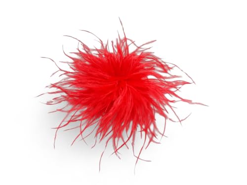 Brosche Anstecknadel Klammer Haarklammer Blume Straußenfedern Strauß Feder Stoff Rot von lordies