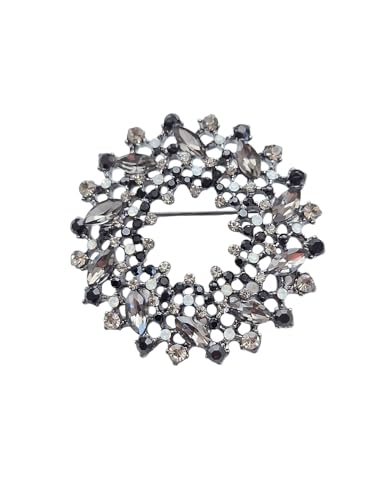 Brosche Anstecknadel Pin Kranz Strass Silber - Anthrazit - Schwarz von lordies