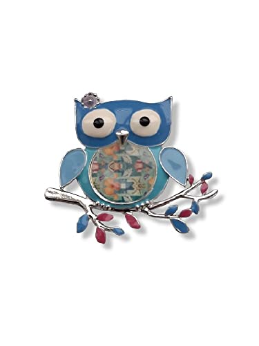 Brosche Anstecknadel Schal Clip Bekleidung Poncho Taschen Stiefel Textilschmuck Uhu Eule Owl Blau von lordies