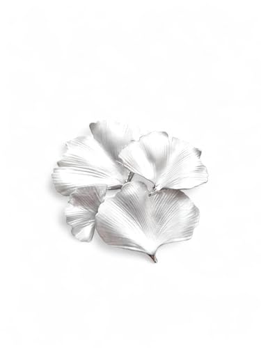 Brosche Magnetbrosche Schal Bekleidung Poncho Textilschmuck Ginkgoblatt Ginkgo Weiß - Silber von lordies
