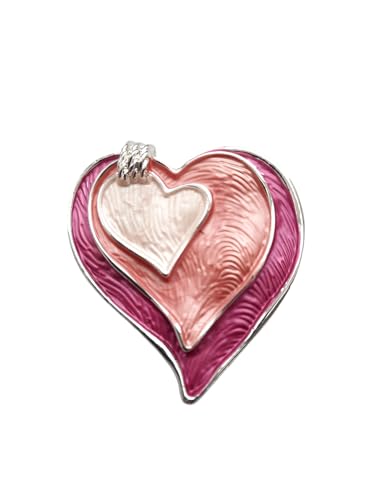 Brosche Magnetbrosche Schal Bekleidung Poncho Textilschmuck Herz Fuchsia - Lachs - Creme von lordies