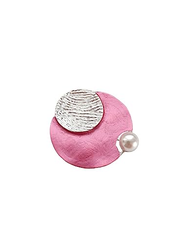 Brosche Magnetbrosche Schal Bekleidung Poncho Textilschmuck Rund mit Perle Silber - Fuchsia von lordies