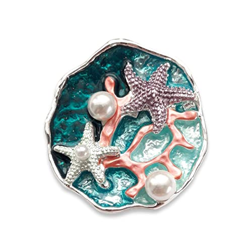 Brosche Magnetbrosche Schal Bekleidung Poncho Textilschmuck Seestern Perle Blau von lordies