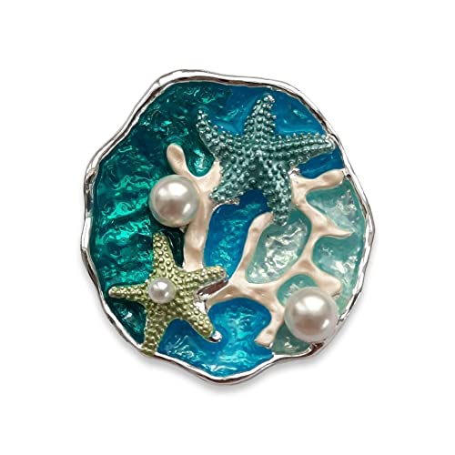 lordies Magnetbrosche Schal Bekleidung Poncho Textilschmuck Seestern Perle Türkis von lordies