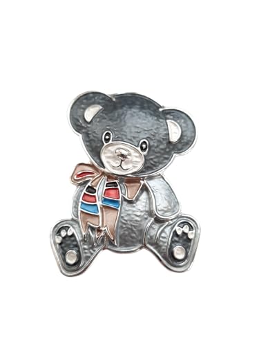 Brosche Magnetbrosche Schal Bekleidung Poncho Textilschmuck Teddy Bär Grau von lordies