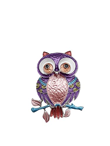 Brosche Magnetbrosche Schal Bekleidung Taschen Stiefel Uhu Eule Owl Silber - Lila von lordies