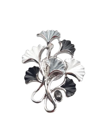 lordies Magnetbrosche Ginkgoblatt Grau-Schwarz-Silber von lordies