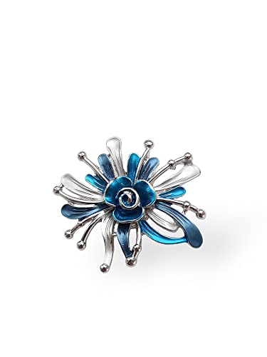 Brosche Magnetbrosche Schal Clip Bekleidung Poncho Taschen Stiefel Blume Rose Blau - Silber von lordies