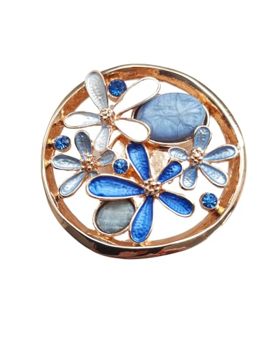 Brosche Magnetbrosche Schal Clip Bekleidung Poncho Taschen Stiefel Blumen Gold - Blau von lordies