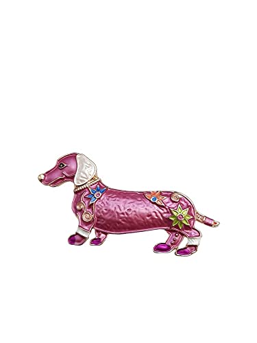 Brosche Magnetbrosche Schal Clip Bekleidung Poncho Taschen Stiefel Hund Dackel Gold - Fuchsia von lordies