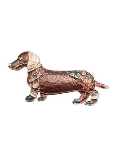 lordies Silber, Braun Magnetbrosche Schal Clip Bekleidung Poncho Taschen Stiefel Hund Dackel - 3,8cm x 7,5cm von lordies