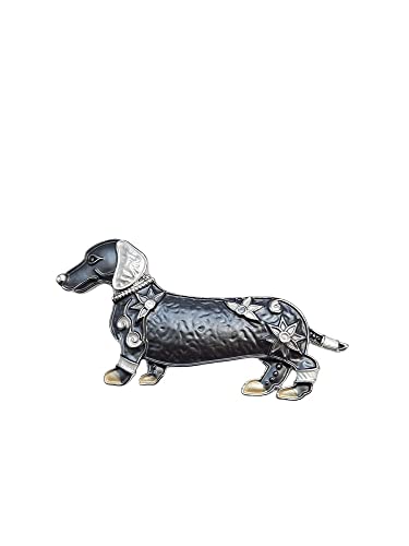 Brosche Magnetbrosche Schal Clip Bekleidung Poncho Taschen Stiefel Hund Dackel Silber - Grau von lordies