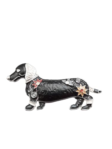 Brosche Magnetbrosche Schal Clip Bekleidung Poncho Taschen Stiefel Hund Dackel Silber Schwarz von lordies