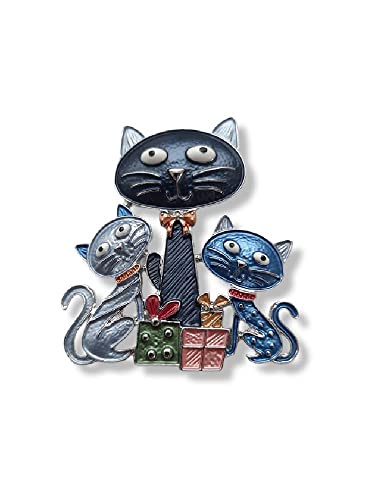 Brosche Magnetbrosche Schal Clip Bekleidung Poncho Taschen Stiefel Katze Katzen Geschenk Silber - Blau von lordies