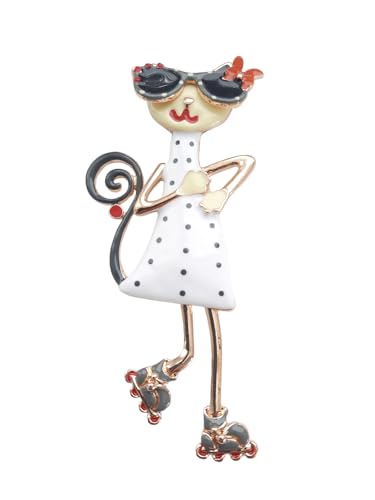 Brosche Magnetbrosche Schal Clip Bekleidung Poncho Taschen Stiefel Katze Kleid Brille Rollschuhe Beweglische Beine Weiß - Gold von lordies