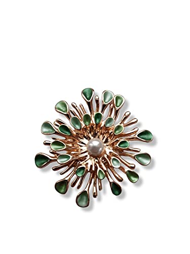 Brosche Magnetbrosche Schal Clip Bekleidung Poncho Taschen Stiefel Textilschmuck Blume Gold - Grün von lordies