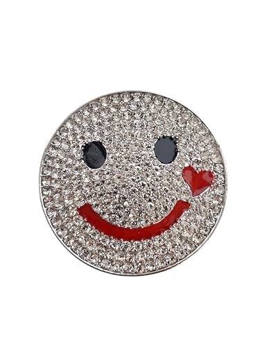 Brosche Magnetbrosche Schal Clip Bekleidung Poncho Taschen Stiefel Textilschmuck Emoji Herz Silber Straß 4,5cm von lordies