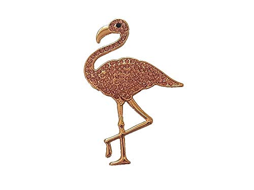 Brosche Magnetbrosche Schal Clip Bekleidung Poncho Taschen Stiefel Textilschmuck Flamingo Rosa Strass Rosegold von lordies